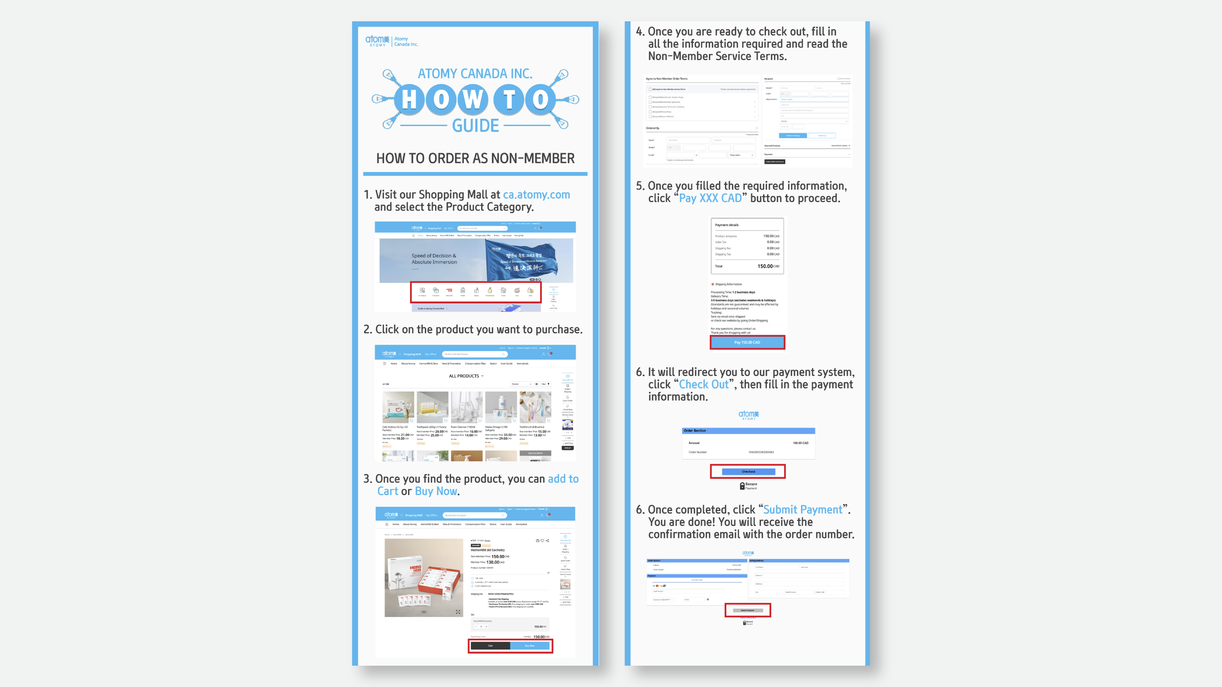 E-commerce Guide. Step-by-step customer ordering experience.