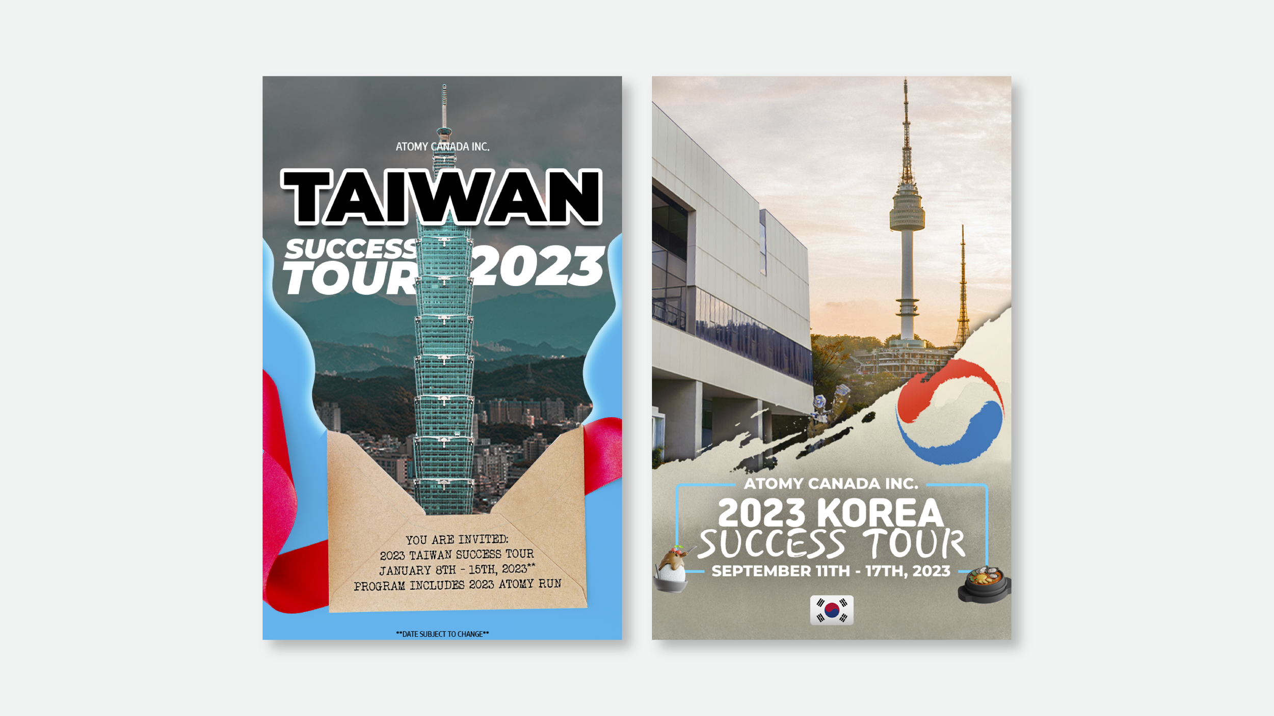 Company Success Tours. Destination-led event promotion design.